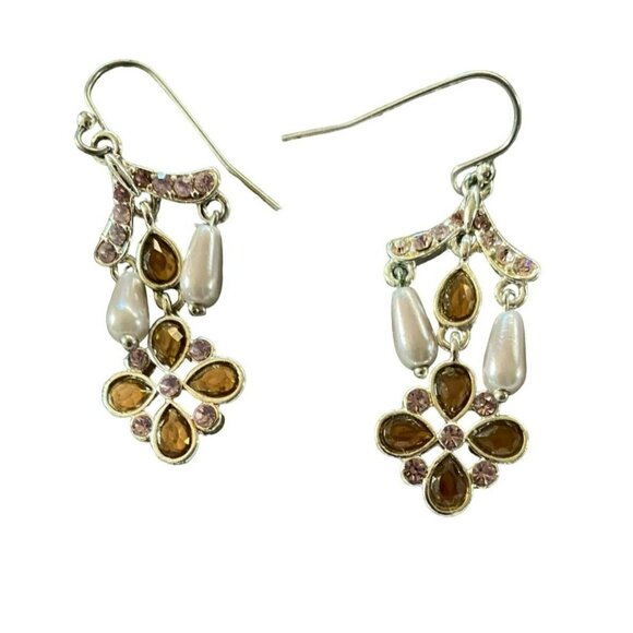 Elegant Mixed Style Earring Set Featuring Pearl Dangles Twisted Hoops Metallic - Picture 2 of 7